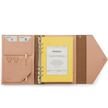 FunnYmade 手拿包款 6孔手帳本封面 A5 套組  1組  粉色的