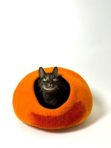 羊毛氈洞穴封閉式貓窩貓用品 - LeFunnyCat幸福的暖陽