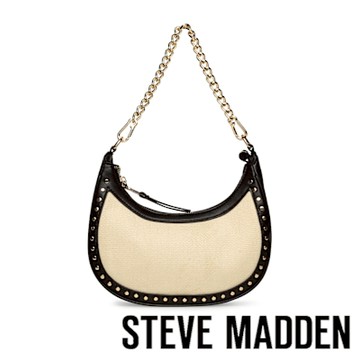 STEVE MADDEN-雙面拼接鉚釘月亮包 BMAZZY-黑色