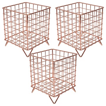方形角座收納籃 16.5 x 13 x 13cm 15歲以上  玫瑰金  3個