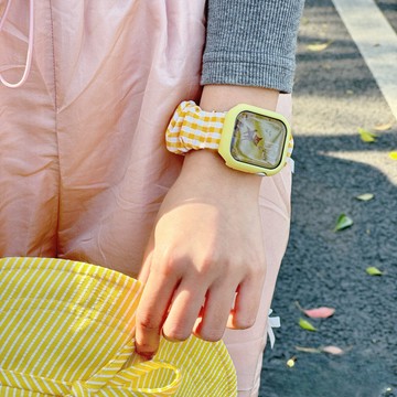 ins風 透氣舒適 少女格子 布紋錶帶 適用於 Apple Watch 10 9 8 7 49/45MM 42/46MM