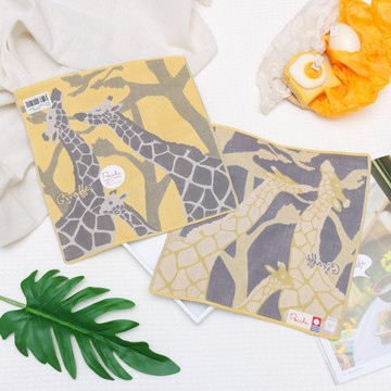 今治認證三重紗雙面手帕-長頸鹿