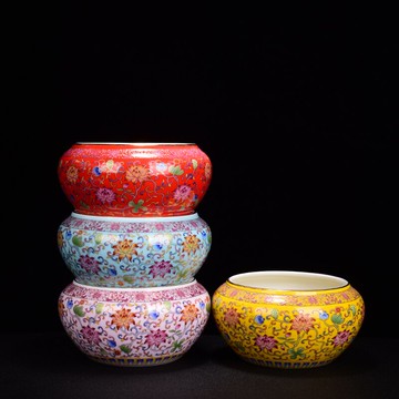 琺瑯彩茶洗大號陶瓷筆洗茶具茶道配件洗茶杯器皿水洗茶盆茶杯收納1入