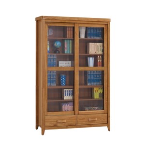 柚木4尺推門下抽書櫥