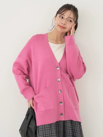 簡約V領長板針織外套(1N41L2D0130) - earth music&ecology