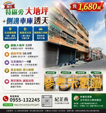 專任-特區旁大地坪+側邊車庫透天｜台中市烏日區學田路便行巷