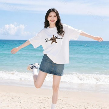 當天出🚀韓系印花短袖女 夏季流行上衣 加大碼寬鬆oversize風衣服 下半身失蹤 短板上衣 女生短t 純棉棉t 潮流