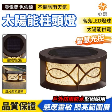 【HeartPick心選】太陽能門柱燈 戶外防水 花園燈 庭院燈 外牆燈 柱子燈 立柱燈 柱頭燈 圍牆燈 太陽能圓柱燈