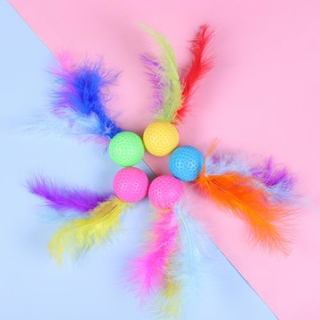 貓玩具羽毛小球內置砂礫發聲啃咬磨牙自嗨響球貓玩具球球寵物用品