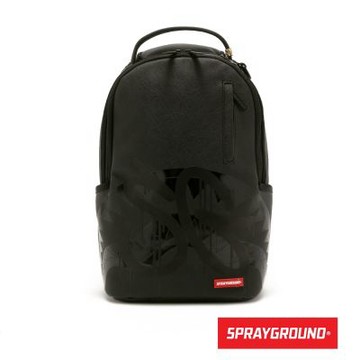 SPRAYGROUND-街頭塗鴉鋸齒鯊大容量後背包-黑色