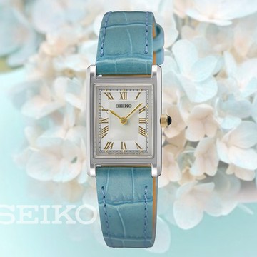 SEIKO 精工 CS系列 長方形羅馬數字淑女石英錶-水藍 送禮 禮物推薦_SK028 SWR101P1/4N30-00H0B
