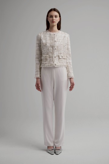 Coco小香風刺繡荷葉邊外套