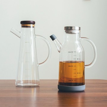 霜山日式廚房家用商用調味料醬油料酒香油醋壺不銹鋼木蓋玻璃油壺