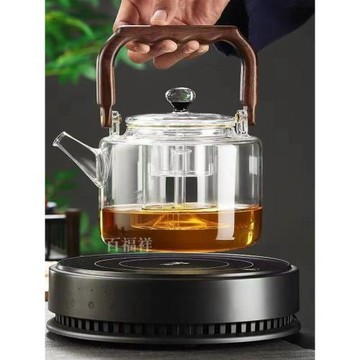 百福祥色養生提梁壺高硼硅玻璃茶壺耐高溫圍爐蒸煮陶爐燒水煮茶