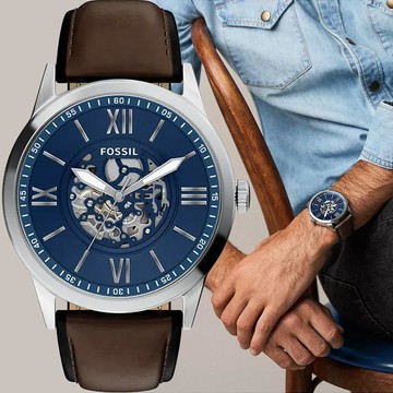 FOSSIL Flynn 時尚假鏤空設計大三針手錶-48mm BQM7128