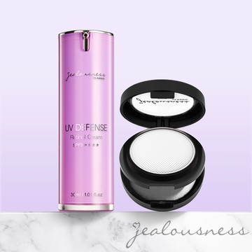 鳶尾花A醇防曬素顏霜SPF50+★★★30ml+輕透白吸油定妝蜜粉餅SPF12★★★★5g