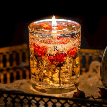【FUNDAY】ROMANTIC TIMES 金箔真花香氛蠟燭 果凍香氛蠟燭 - 絲絨玫瑰 + 送小禮物 X 1