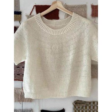 白色短款正肩針織短袖恤女2025年秋季新款設計感小眾小個子上衣潮