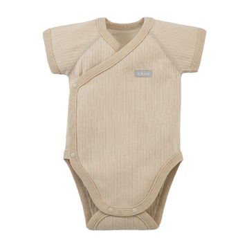 酷咕鴨 ku.ku duckbill plus竹纖羅紋包屁衣 親膚透氣  0~3個月  暖調杏