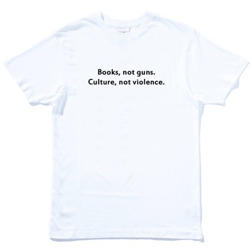 Books Not Guns Culture Not Violence 短袖T恤 白色 春裝文字