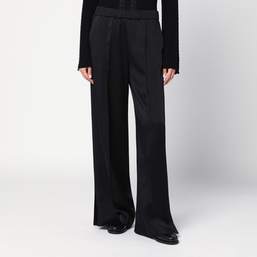 Black satin palazzo pants