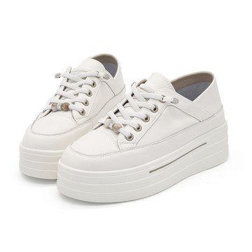 Agata 珠影輕舞真皮內增高輕量厚底小白鞋