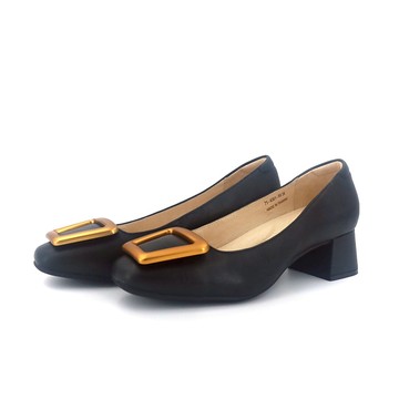 【DK氣墊鞋】霧金方扣優雅低跟氣墊鞋 71-4361 共2色 卡其 黑色