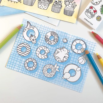 泳池著色明信片