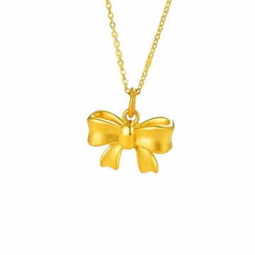 999黃金 迷你蝴蝶結 項鍊吊墜
