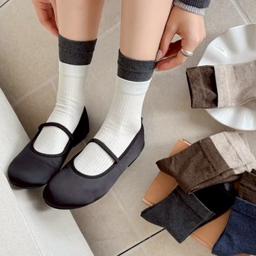 撞色襪 雙層襪 森林系襪 羅紋襪 木質色襪 多色襪 拚色襪 韓系中筒襪 日系撞色襪 多色棉襪 台灣賣家 台灣出貨