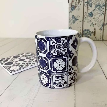 捲毛力卡｜百花  台灣花磚 馬克杯 330ml