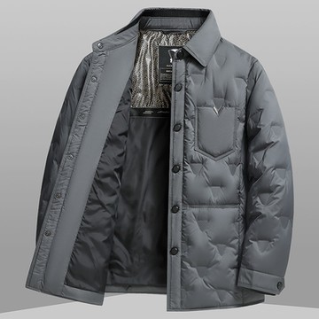 [巴黎精品] 真羽絨90%白鴨絨羽絨外套羽絨衣夾克-襯衫領輕薄保暖休閒男外套3色a1is88