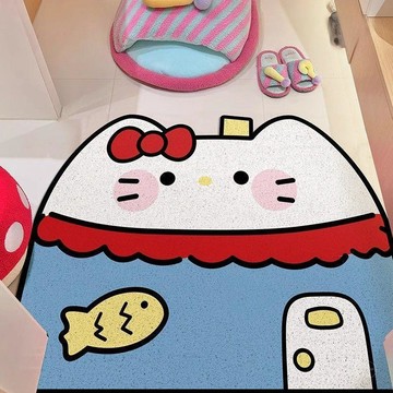🔥居家裝飾🔥kitty地墊 凱蒂貓租房地毯 KT房間脚墊 防滑耐磨 玄關 浴室 房間 卡通kitty水晶絨入戶地墊進