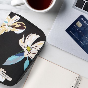 【TRAVELON】對開拉鍊護照包(花卉) | RFID 防盜 保護套