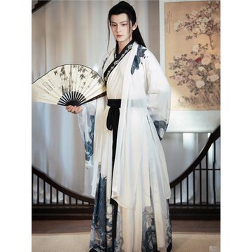 麒麟魏晉宋制長衫交領水墨漢服