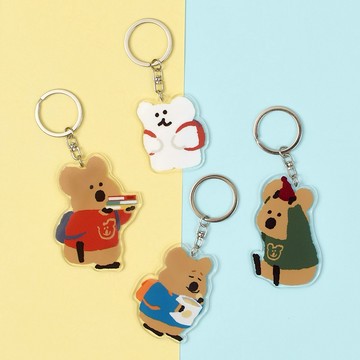 【R.FUN SHOP】Dinotaeng 壓克力鑰匙圈 吊飾 IP周邊 矮袋鼠 BOBO Quokka DT004