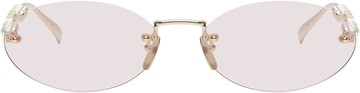 Gucci 金色 Oval Frame 太阳镜
