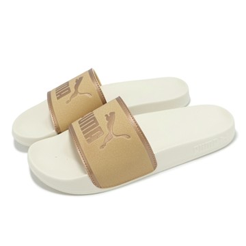 Puma 拖鞋 Leadcat 2 Aqua Metallics 女鞋 白 棕 緩衝 一片拖 涼拖鞋 40170702