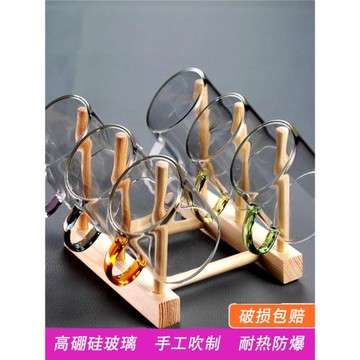 華美玻璃小茶杯高硼硅耐熱家用帶把杯子功夫茶具主人杯品茗杯多色