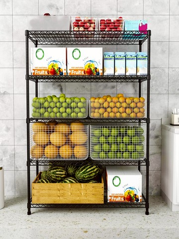 新款廚房置物架五層水果蔬菜收納整理層架微波爐落地貨架隔層架子