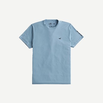 Hollister 海鷗 熱銷刺繡小海鷗文字短袖T恤-灰藍色