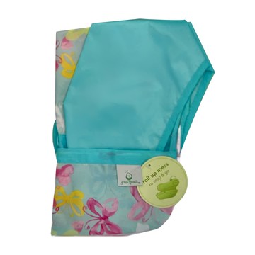 Green Sprouts 小綠芽 長袖圍兜兜，100%聚酯纖維，聚氨酯塗層  水色水彩蝴蝶  1個