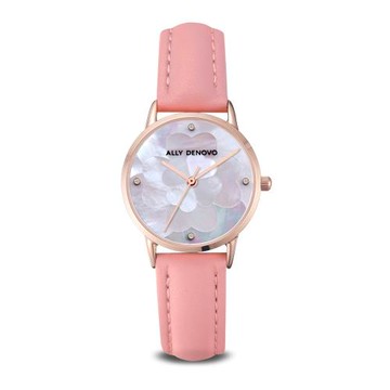 ALLY DENOVO 珊瑚粉山茶花糖琉璃粉色腕錶(AS5010.6)