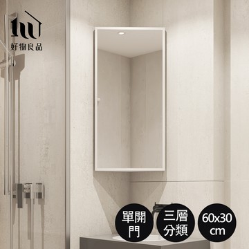 【好物良品】單開門角落空間304不鏽鋼收納鏡櫃 (30x60x18cm)｜可選款式左開門/右開門