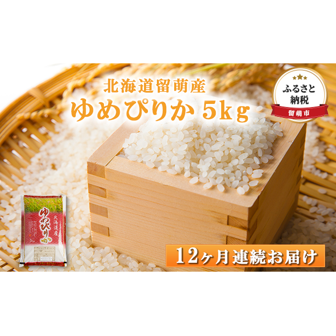 米 定期便 12ヶ月 ゆめぴりか 5kg 特A 北海道 留萌産 お米 白米　