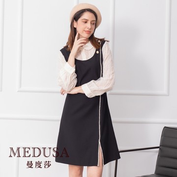 現貨【MEDUSA 曼度莎】法式滾邊小開衩洋裝（M-XL）｜洋裝禮服 小禮服 法式