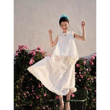 白色背心吊帶半身裙兩件套裝長裙子2026夏日穿搭新款女無袖上衣