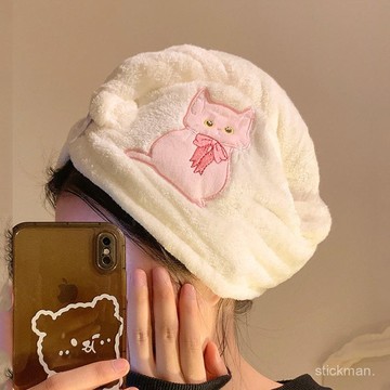 🔥臺灣出貨🔥【4.5萬人收藏】可愛幹髮帽女超強比純棉吸水速幹加厚包頭巾擦洗頭長髮2024新款