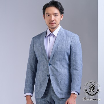 【BARONECE】紳士英倫彈性合身西裝_藍格(525310-08)
