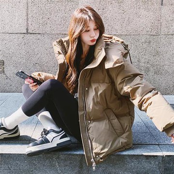 【巴黎精品】真 羽絨90%鴨絨 羽絨外套鴨絨夾克-短版加厚抗寒連帽羽絨女外套2色a1ii19